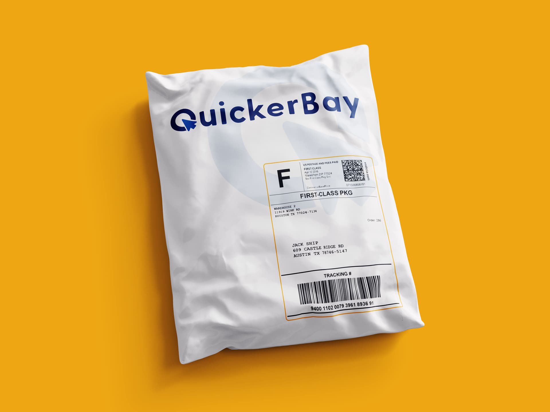 Quicker Bay branded postal packaging